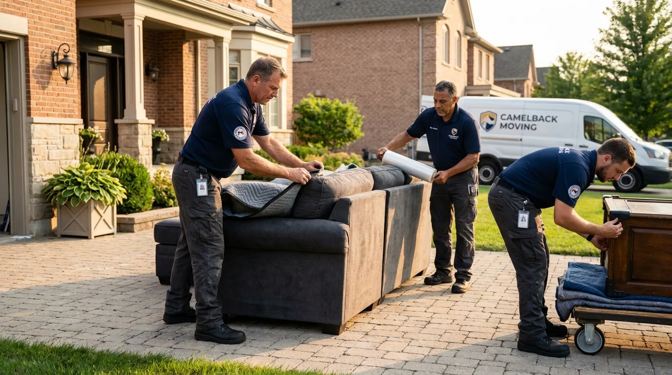 Large estate moving crew wrapping furniture in Vinton, LA